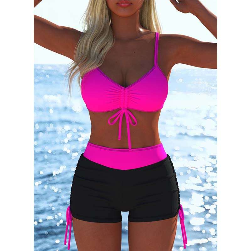 🌞👙 Női bikini szett zsinórral és mintával – rövidnadrággal, strandra és medencéhez is tökéletes! ⛱️ Platás utánvéttel!