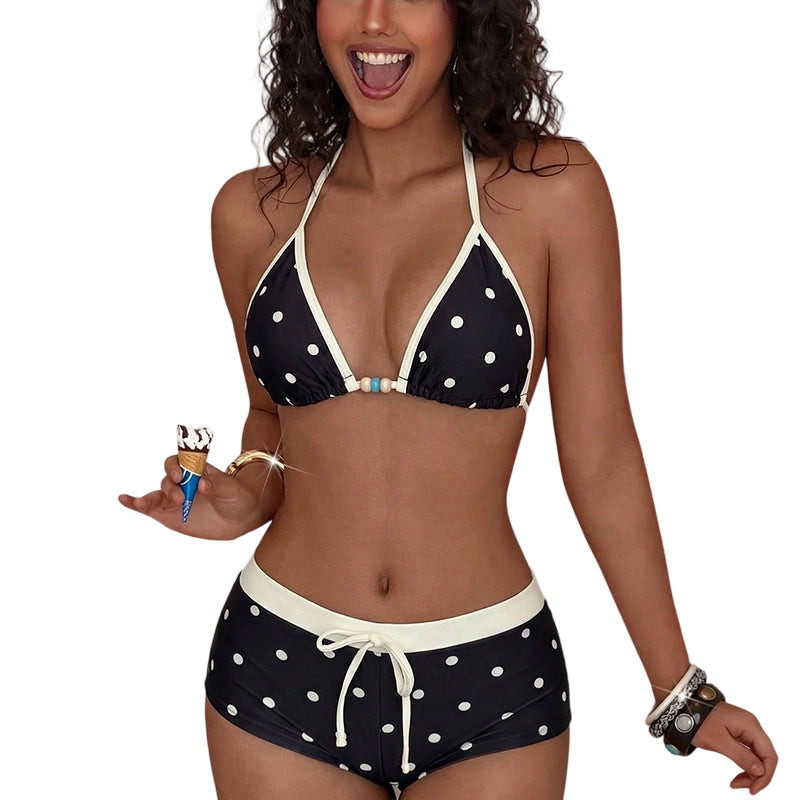 👙 Polka dots mintás, hátsó nyaknál megkötős bikini szett – csinos, kényelmes, nyári kedvenc! 🌊 Platás utánvéttel!