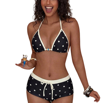 👙 Polka dots mintás, hátsó nyaknál megkötős bikini szett – csinos, kényelmes, nyári kedvenc! 🌊 Platás utánvéttel!