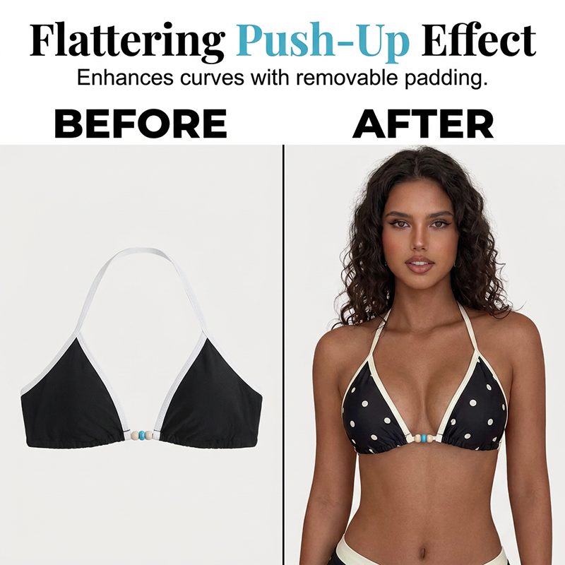 👙 Polka dots mintás, hátsó nyaknál megkötős bikini szett – csinos, kényelmes, nyári kedvenc! 🌊 Platás utánvéttel!