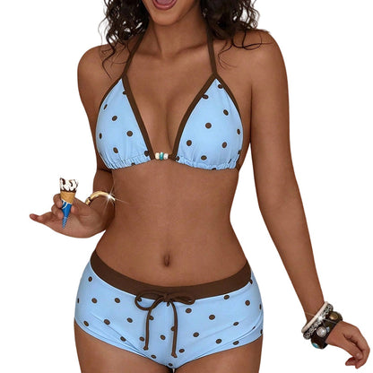 👙 Polka dots mintás, hátsó nyaknál megkötős bikini szett – csinos, kényelmes, nyári kedvenc! 🌊 Platás utánvéttel!