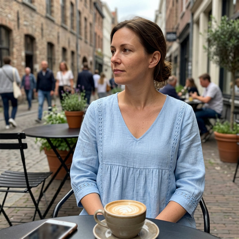 👚 Női alkalmi V-nyakú csipkés szegélyű felső – csinos, kényelmes, nyári napokra tökéletes! ✨ Platás utánvéttel!