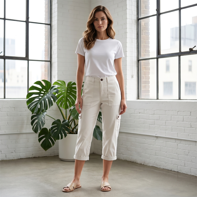 👖 Női alkalmi cargo capri nadrág zsebekkel – praktikus, kényelmes, nyári viseletre tökéletes! 🌸 Platás utánvéttel!