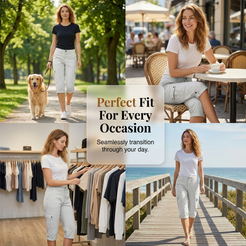 👖 Női alkalmi cargo capri nadrág zsebekkel – praktikus, kényelmes, nyári viseletre tökéletes! 🌸 Platás utánvéttel!
