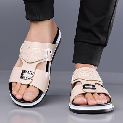 👞 Férfi műbőr belebújós nyári szandál – könnyű, nem dörzsöl, egész nap kényelmes! ☀️ Platás utánvéttel!