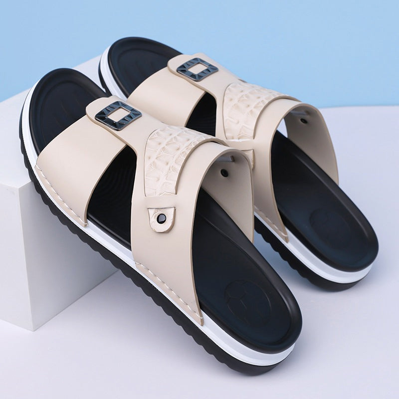 👞 Férfi műbőr belebújós nyári szandál – könnyű, nem dörzsöl, egész nap kényelmes! ☀️ Platás utánvéttel!