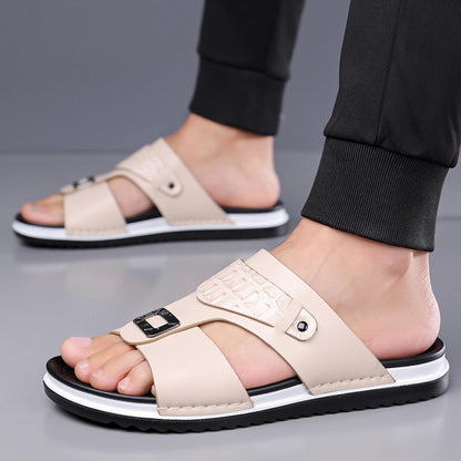 👞 Férfi műbőr belebújós nyári szandál – könnyű, nem dörzsöl, egész nap kényelmes! ☀️ Platás utánvéttel!