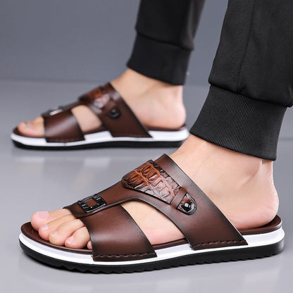 👞 Férfi műbőr belebújós nyári szandál – könnyű, nem dörzsöl, egész nap kényelmes! ☀️ Platás utánvéttel!
